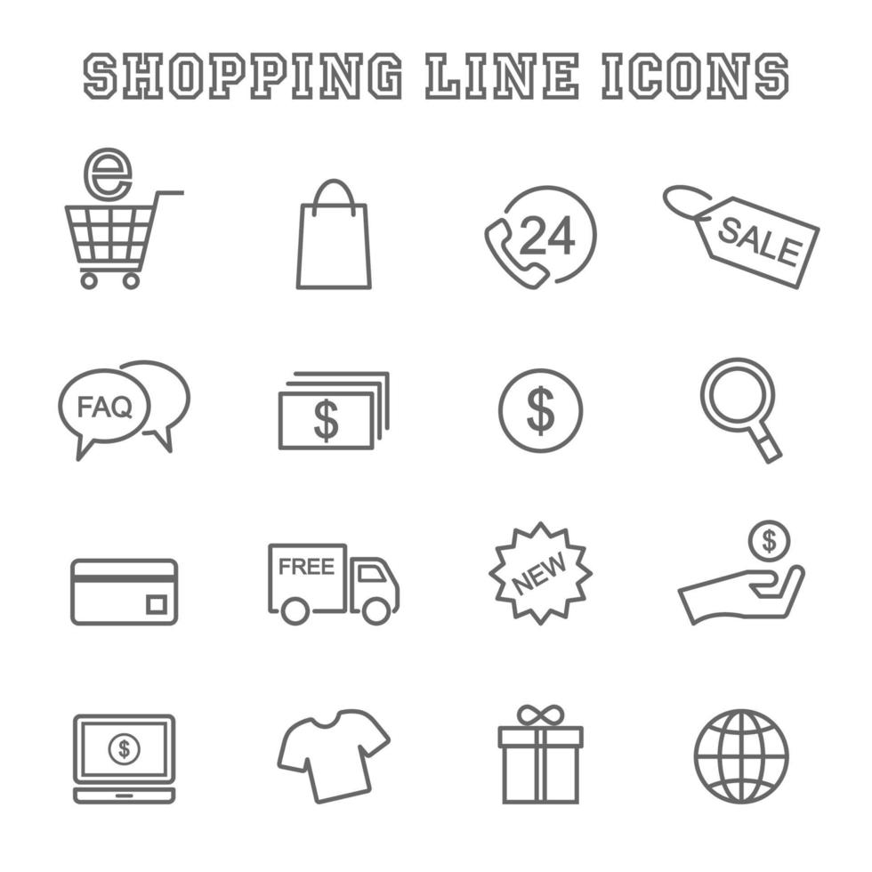 shopping linje ikoner vektor