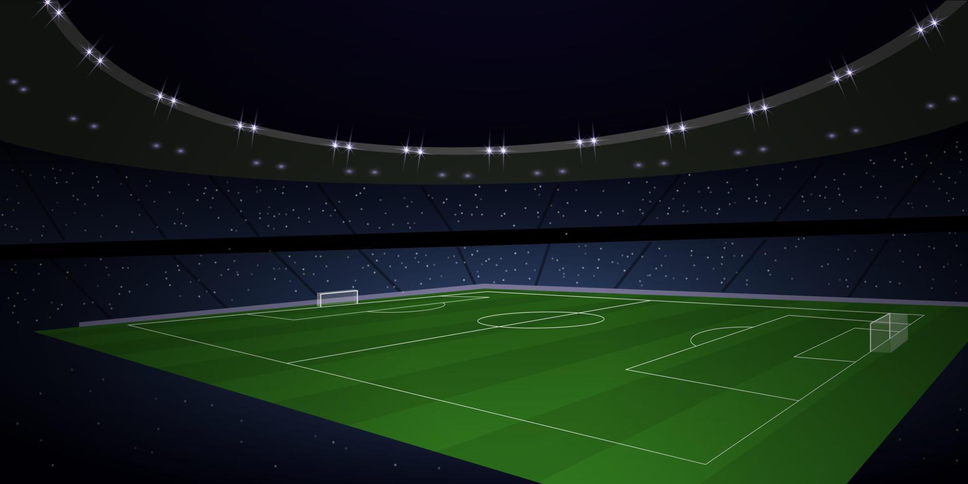 3d realistisch Fußball Stadion beim Nacht vektor