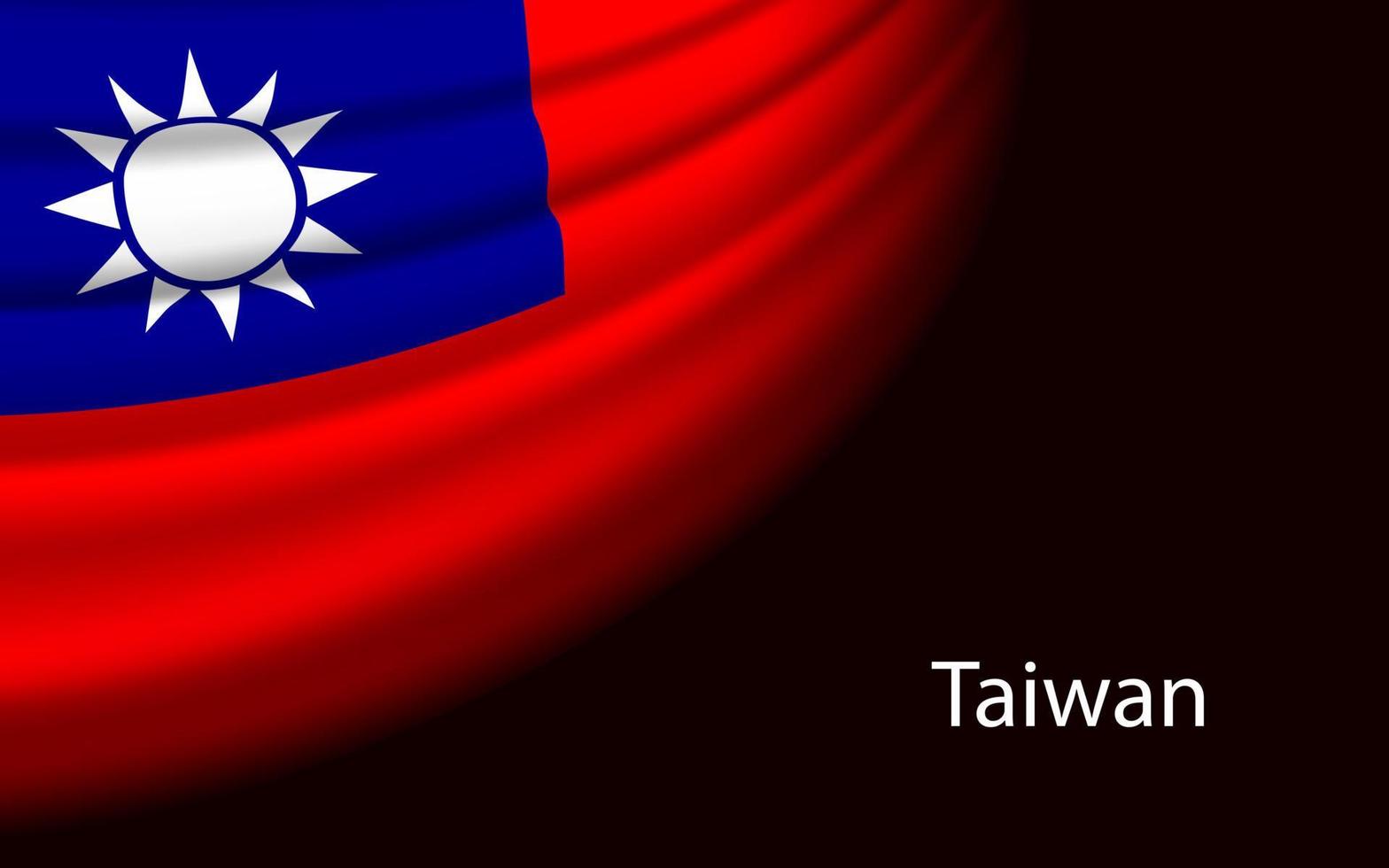 Vinka flagga av taiwan på mörk bakgrund. baner eller band vektor