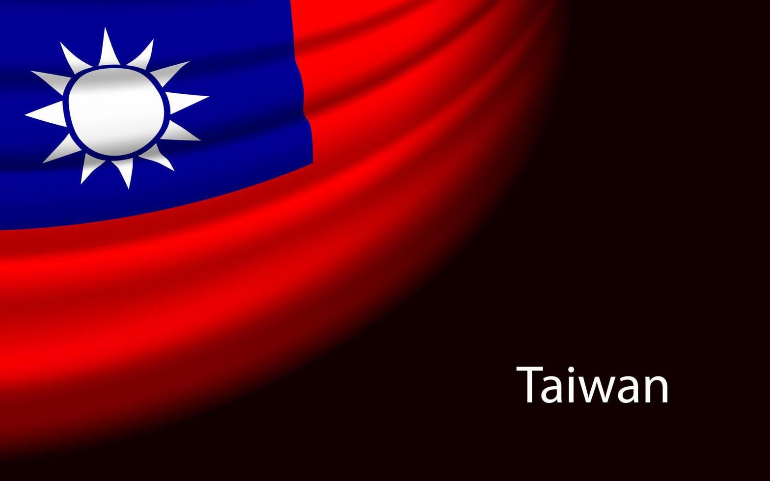 Welle Flagge von Taiwan auf dunkel Hintergrund. Banner oder Band Vektor