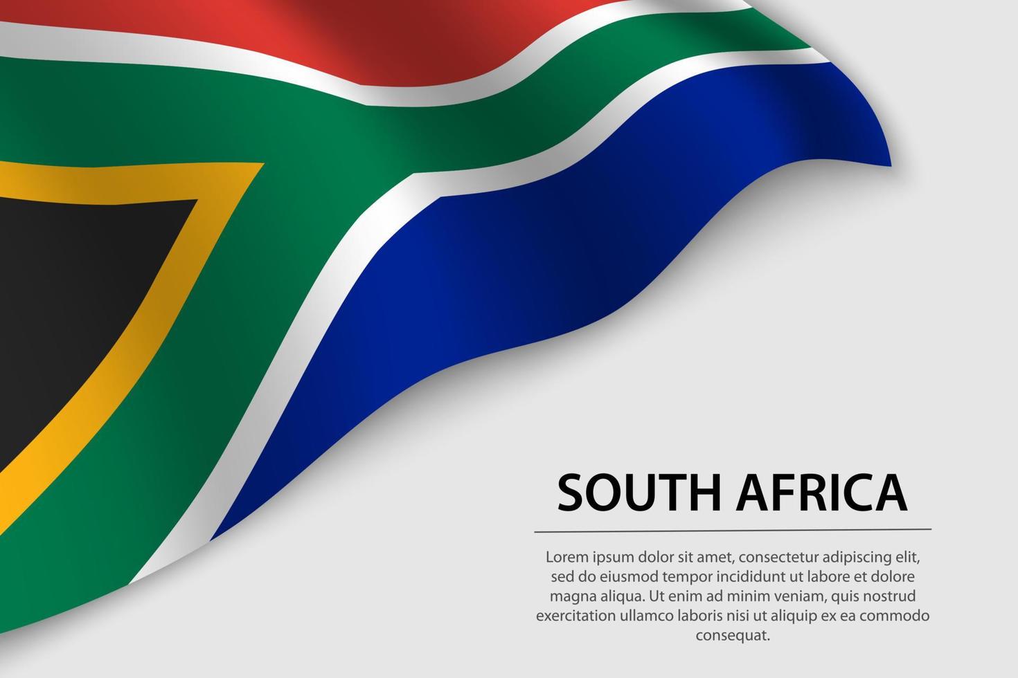 Welle Flagge von Süd Afrika auf Weiß Hintergrund. Banner oder Band vektor