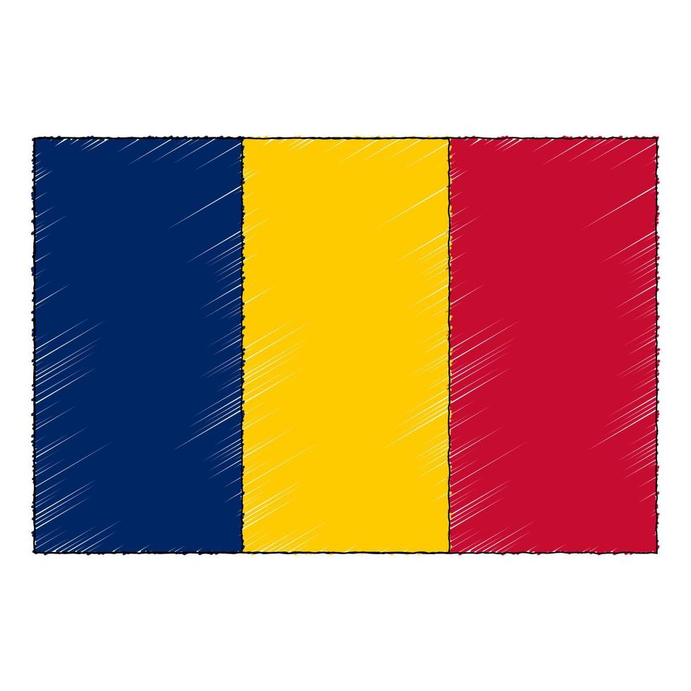 hand dragen skiss flagga av Tchad. klotter stil ikon vektor