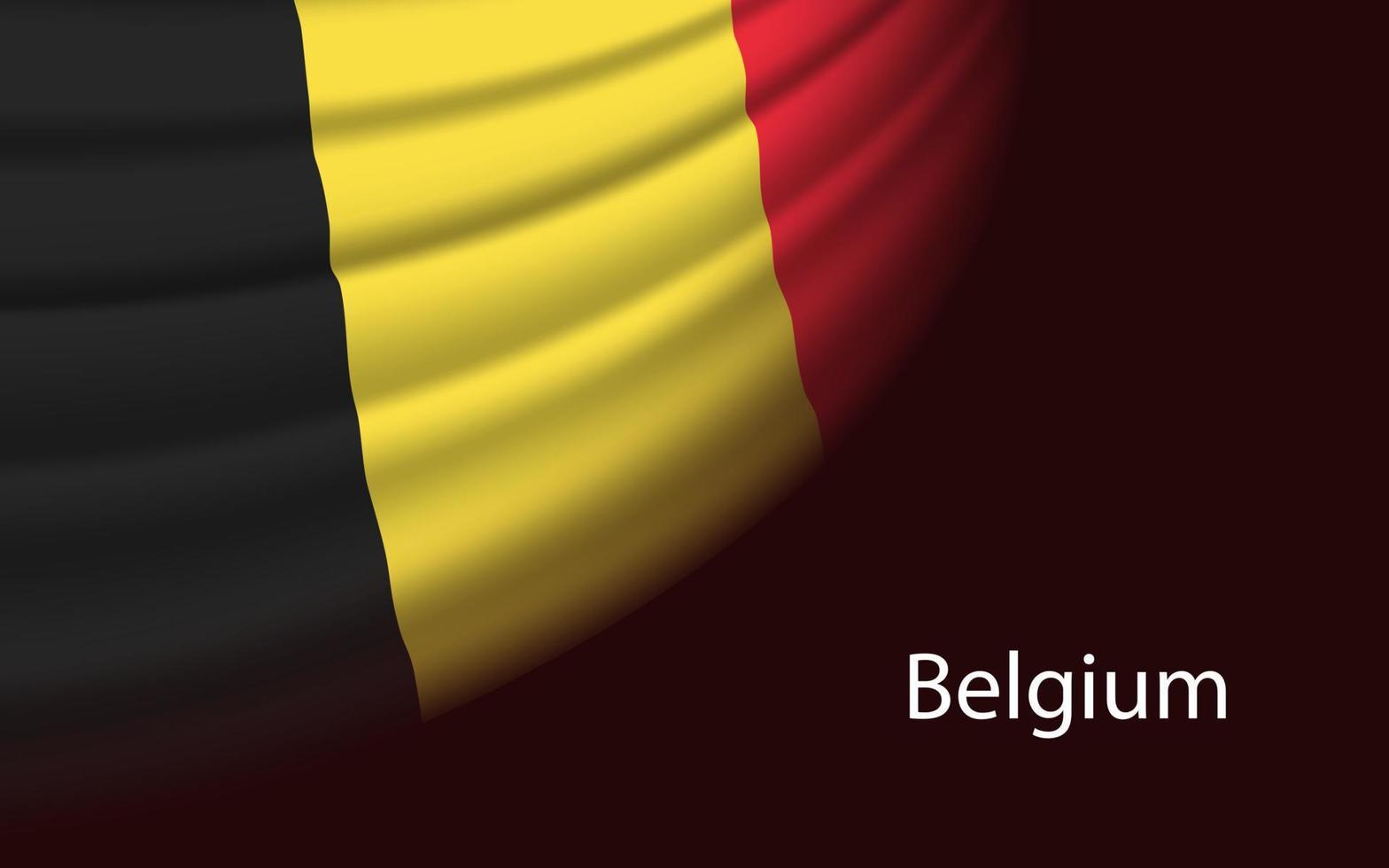 Welle Flagge von Belgien auf dunkel Hintergrund. Banner oder Band Vektor