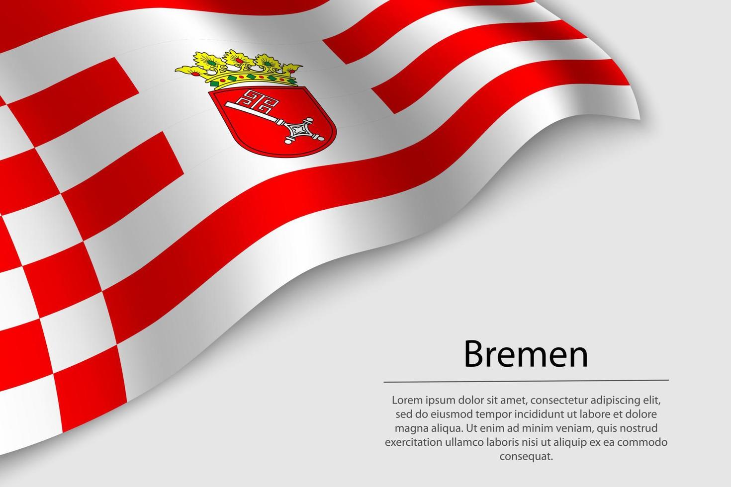 Welle Flagge von Bremen ist ein Zustand von Deutschland. Banner oder Band vektor
