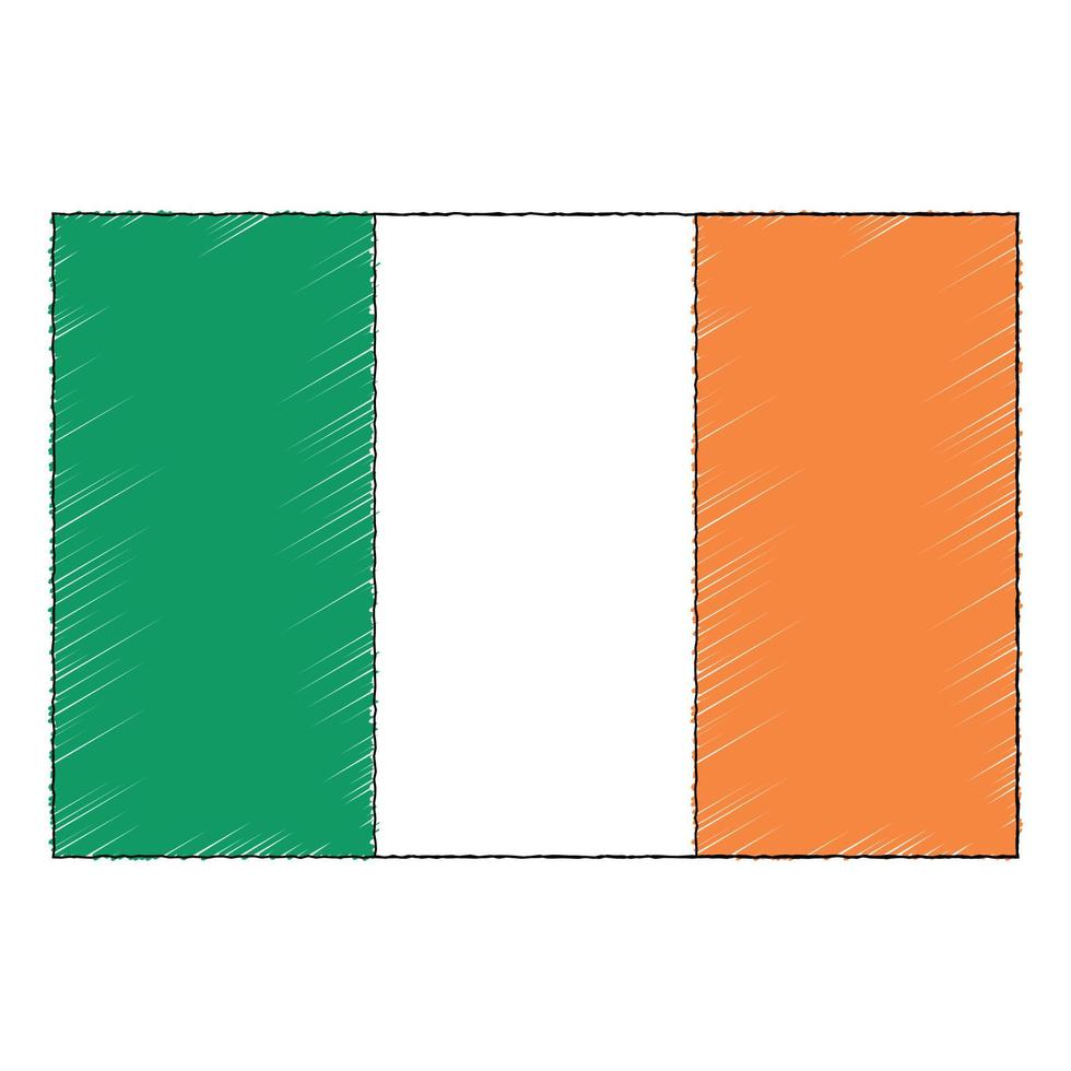 Hand gezeichnet skizzieren Flagge von Irland. Gekritzel Stil Symbol vektor