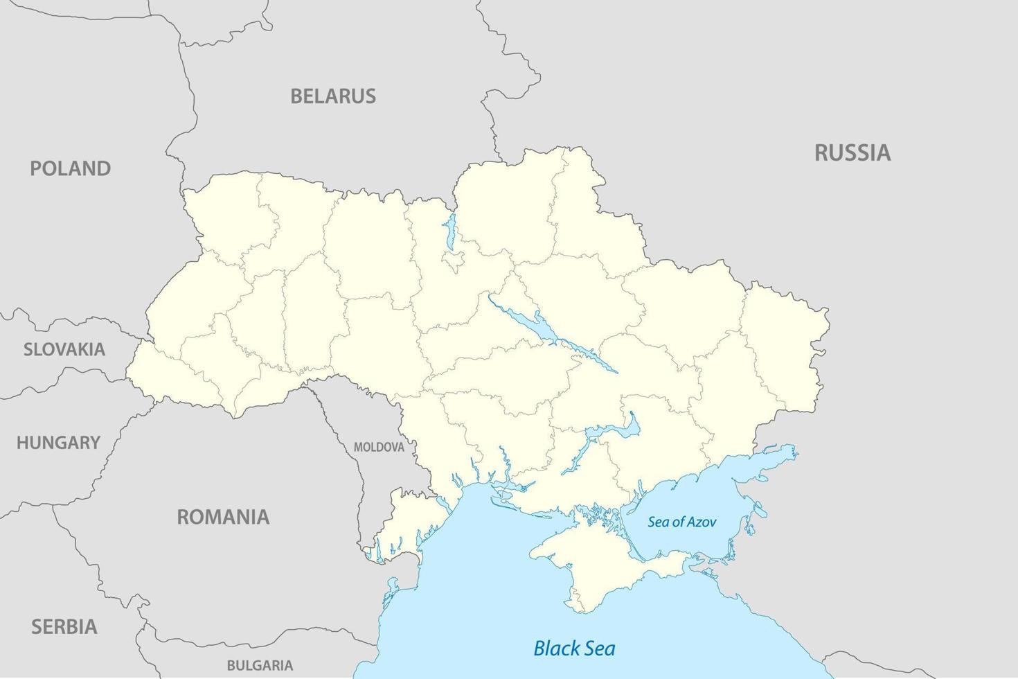 politisch Karte von Ukraine mit Grenzen von das Regionen. Vorlage zum Ihre Design vektor