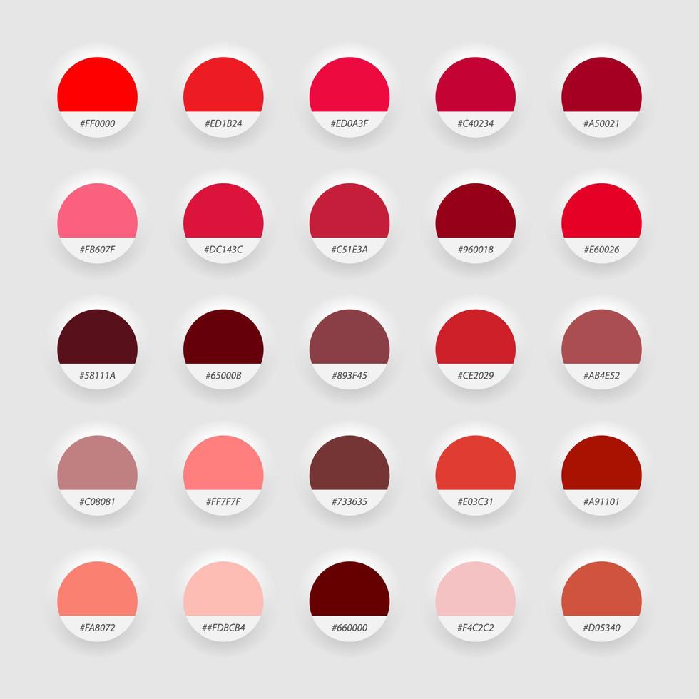 Schatten von rot Swatch Farbe Palette. Neomorphismus Stil Vorlage zum Ihre Design vektor