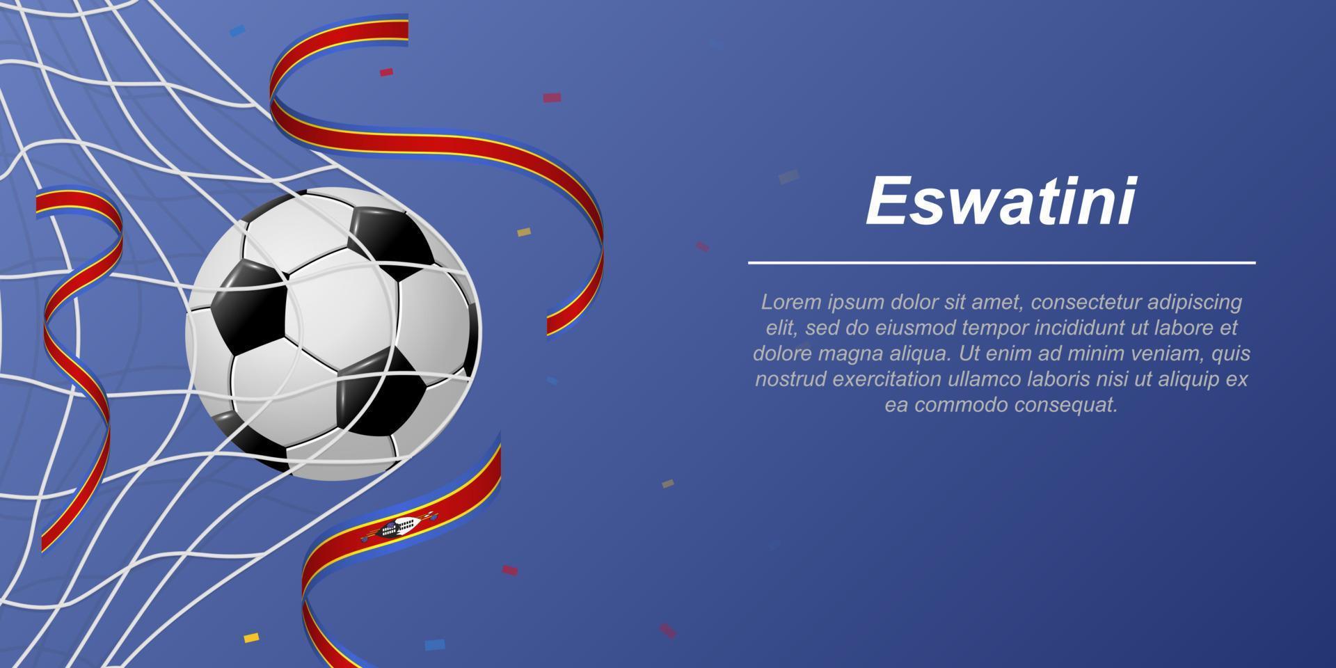 Fußball Hintergrund mit fliegend Bänder im Farben von das Flagge von eswatini vektor
