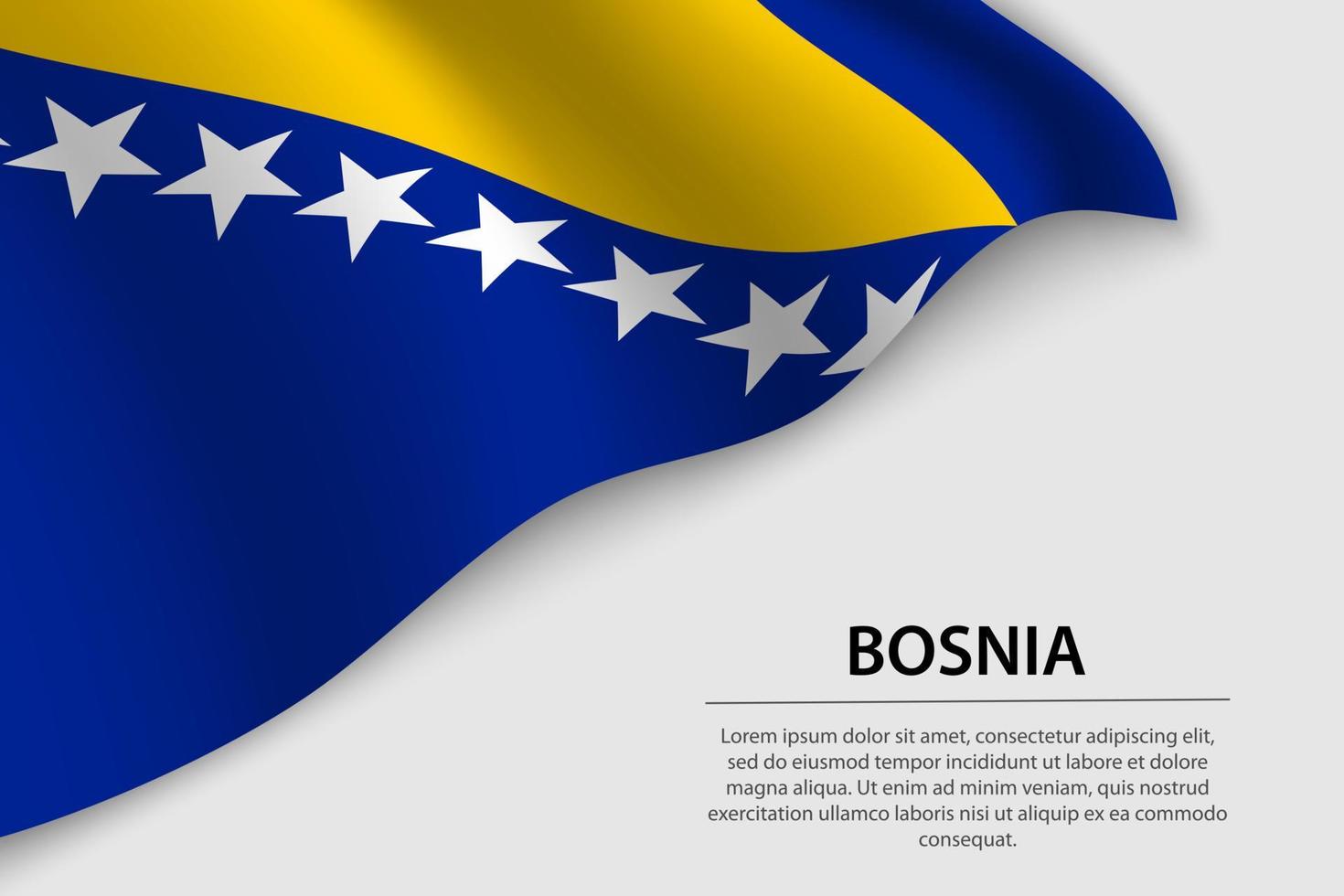 Vinka flagga av bosnien på vit bakgrund. baner eller band vektor