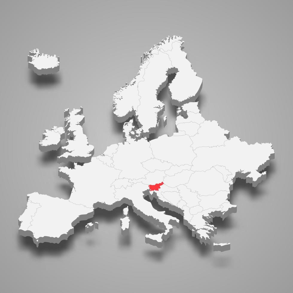 slovenien Land plats inom Europa 3d Karta vektor