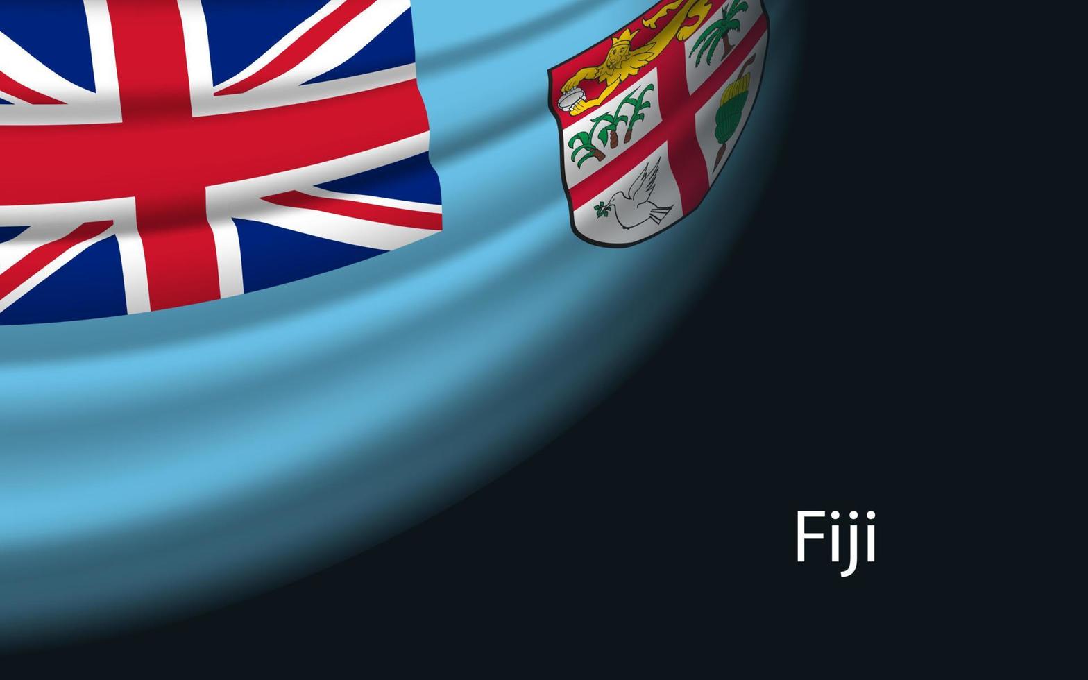 Vinka flagga av fiji på mörk bakgrund. vektor