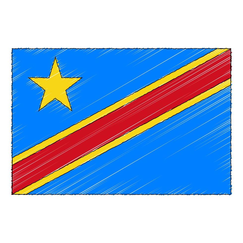 Hand gezeichnet skizzieren Flagge von DR Kongo. Gekritzel Stil Symbol vektor