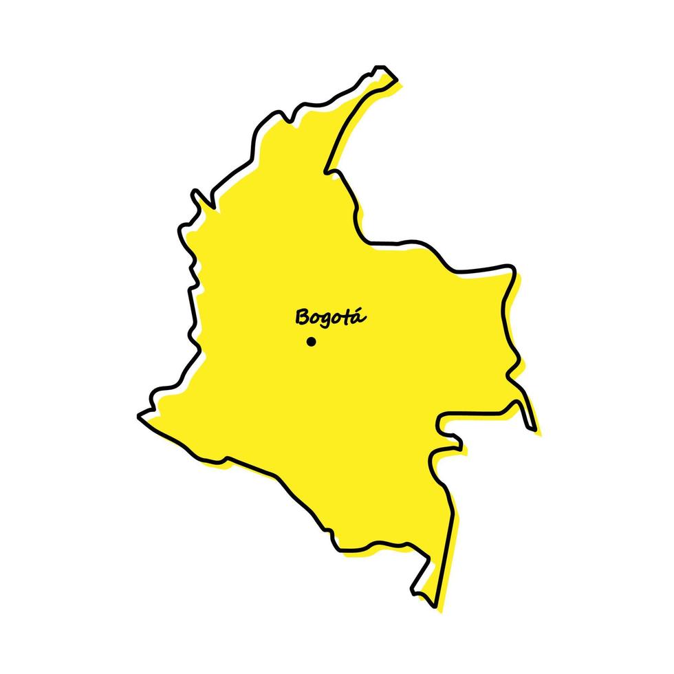 enkel översikt Karta av colombia med huvudstad plats vektor