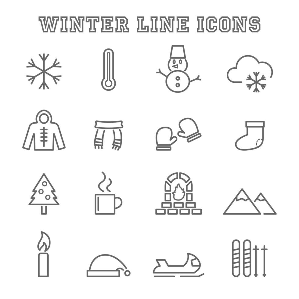 Winterlinie Symbole vektor
