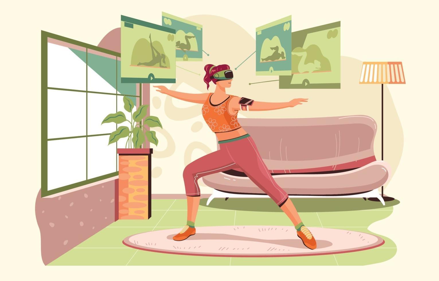 vr Workout zu Hause Konzept vektor