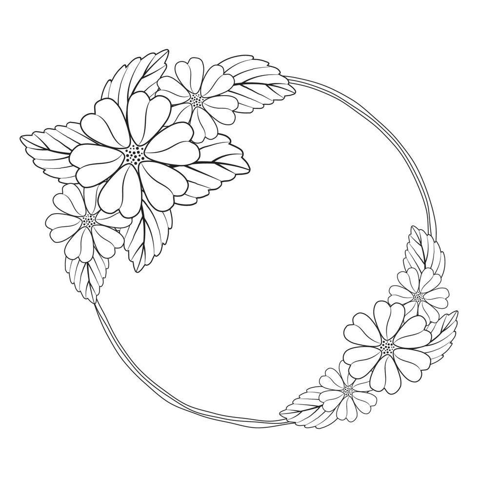 Hand gezeichnet Gekritzel Blume Strauß, Kranz Blume rahmen, süß Gekritzel Bürste runden Blumen- Kränze Rahmen Design Elemente zum Logo Hochzeit, Poster, Beerdigung, Einladung, Banner, Gruß Karte Vektor Kunst