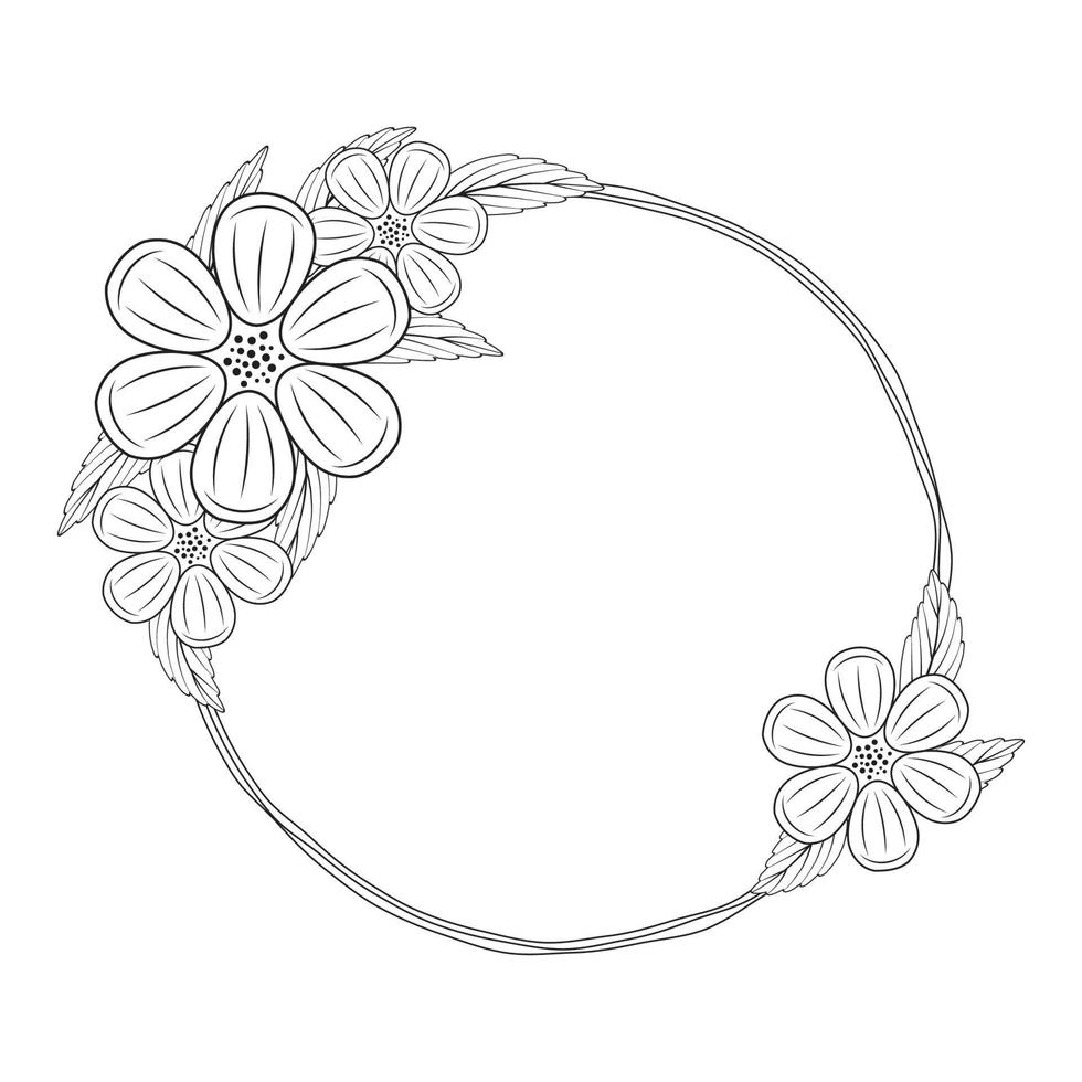 Hand gezeichnet Gekritzel Blume Strauß, Kranz Blume rahmen, süß Gekritzel Bürste runden Blumen- Kränze Rahmen Design Elemente zum Logo Hochzeit, Poster, Beerdigung, Einladung, Banner, Gruß Karte Vektor Kunst