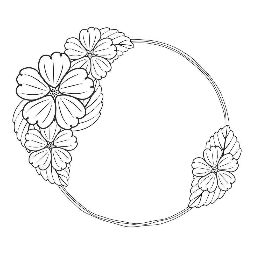 Hand gezeichnet Gekritzel Blume Strauß, Kranz Blumen- rahmen, süß Gekritzel Bürste runden Blumen- Kränze Rahmen Design Elemente zum Logo Hochzeit, Poster, Beerdigung, Einladung, Banner, Gruß Karte Vektor Kunst