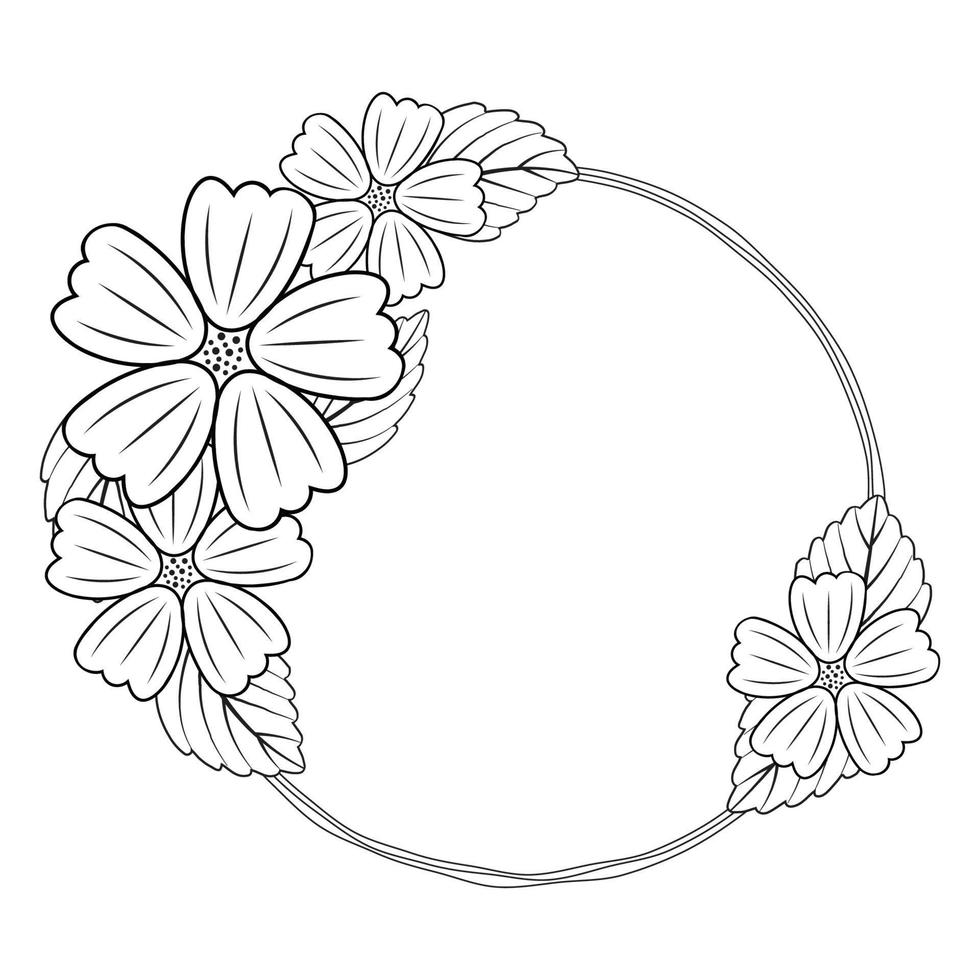 hand dragen klotter blomma bukett, krans blommig ram, söt klotter borsta runda blommig kransar ram design element för logotyp bröllop, affisch, begravning, inbjudan, baner, hälsning kort vektor konst