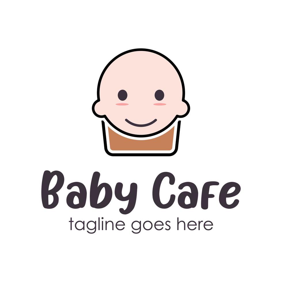 Baby Cafe Logo Design Vorlage mit ein Baby Symbol und Cafe Tasse. perfekt zum Geschäft, Unternehmen, Handy, Mobiltelefon, Anwendung, usw. vektor