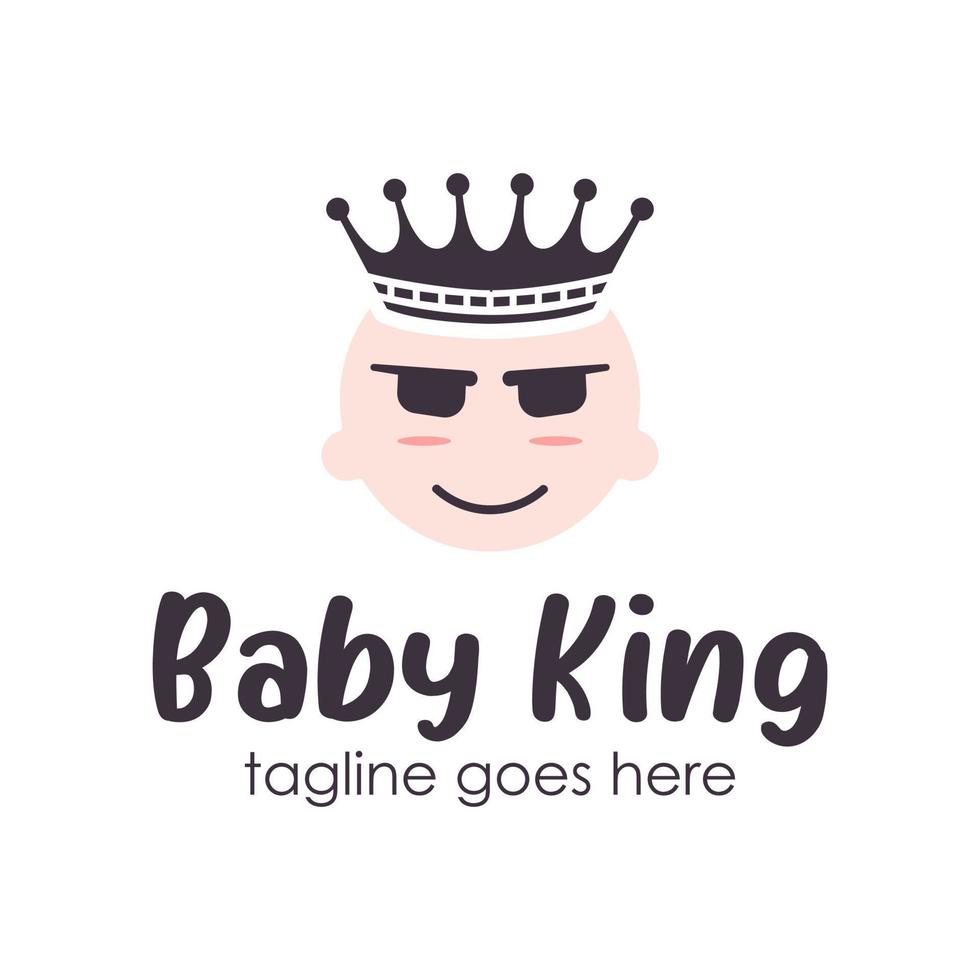 Baby König Logo Design Vorlage mit ein Baby Symbol und Krone. perfekt zum Geschäft, Unternehmen, Handy, Mobiltelefon, Anwendung, usw. vektor