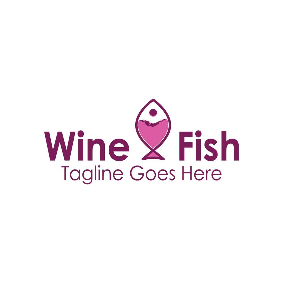 Wein Fisch Logo Design Vorlage mit ein Fisch Symbol und Wein. perfekt zum Geschäft, Unternehmen, Handy, Mobiltelefon, Anwendung, Restaurant, usw vektor