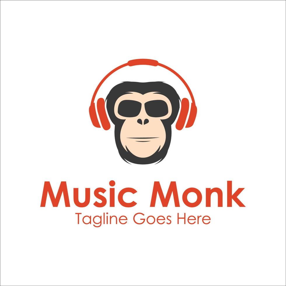 Musik- Mönch Logo Design Vorlage mit Mönch Symbol und Headset. perfekt zum Geschäft, Unternehmen, Handy, Mobiltelefon, Anwendung, usw vektor