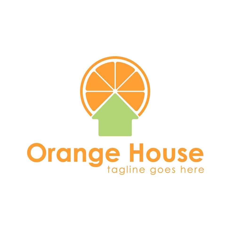 orange hus logotyp design mall med orange ikon och hus. perfekt för företag, företag, mobil, app, restaurang, etc vektor