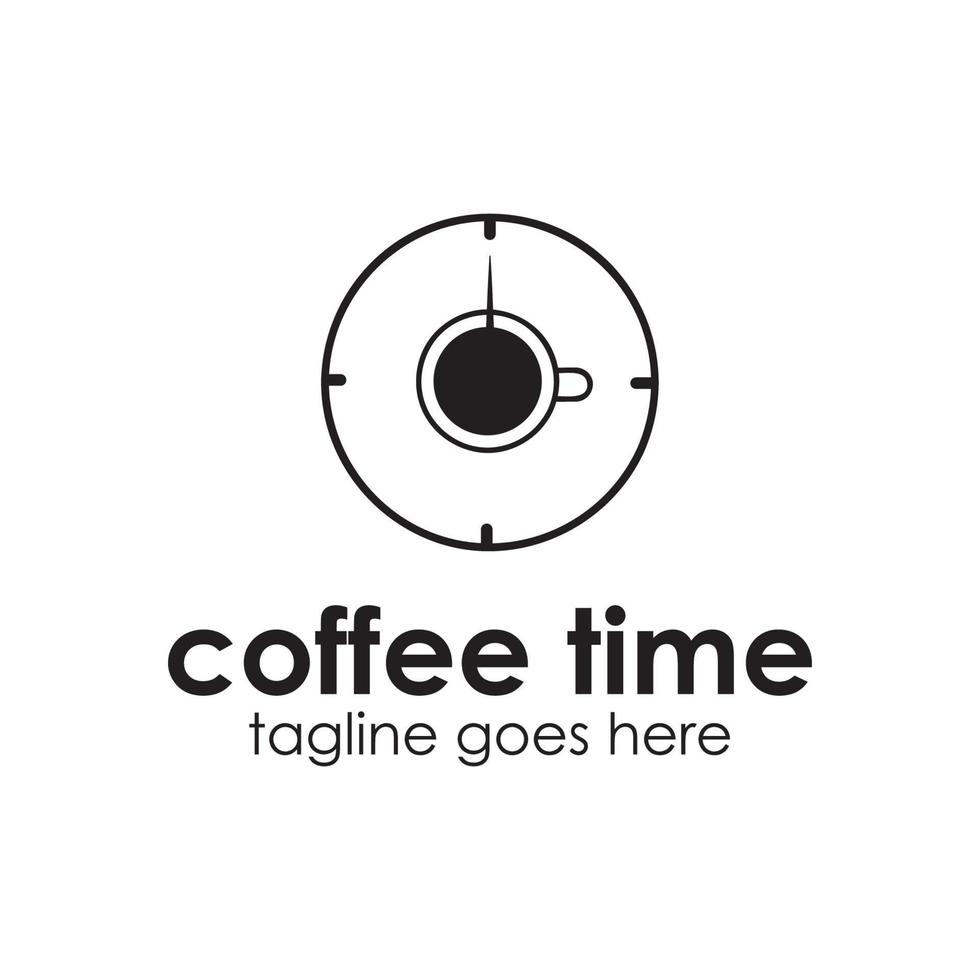 Kaffee Zeit Logo Design Vorlage mit Kaffee Symbol und Uhr. perfekt zum Geschäft, Unternehmen, Handy, Mobiltelefon, Anwendung, usw. vektor