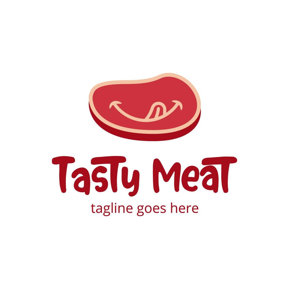 lecker Fleisch Logo Design Vorlage mit Fleisch. perfekt zum Geschäft, Unternehmen, Handy, Mobiltelefon, Anwendung, Restaurant, usw vektor