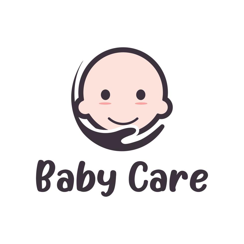 Baby Pflege Logo Design Vorlage mit ein Baby Symbol und Hand. perfekt zum Geschäft, Unternehmen, Handy, Mobiltelefon, Anwendung, usw. vektor