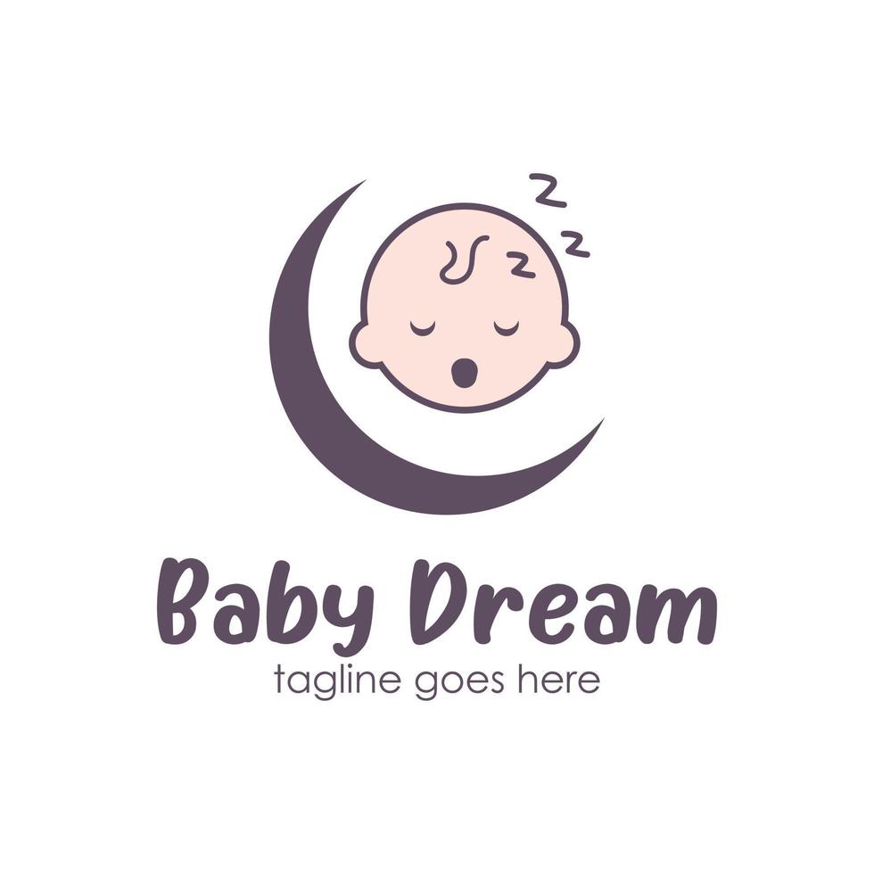 Baby Traum Logo Design Vorlage mit ein Baby Symbol und Mond Symbol. perfekt zum Geschäft, Unternehmen, Handy, Mobiltelefon, Anwendung, usw. vektor