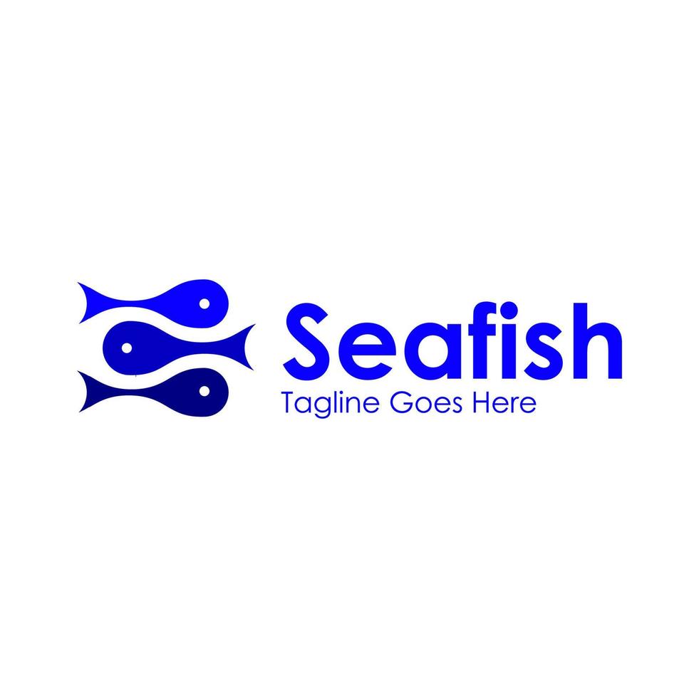 hav fisk logotyp design mall med en fisk ikon och hav. perfekt för företag, företag, mobil, app, restaurang, etc vektor