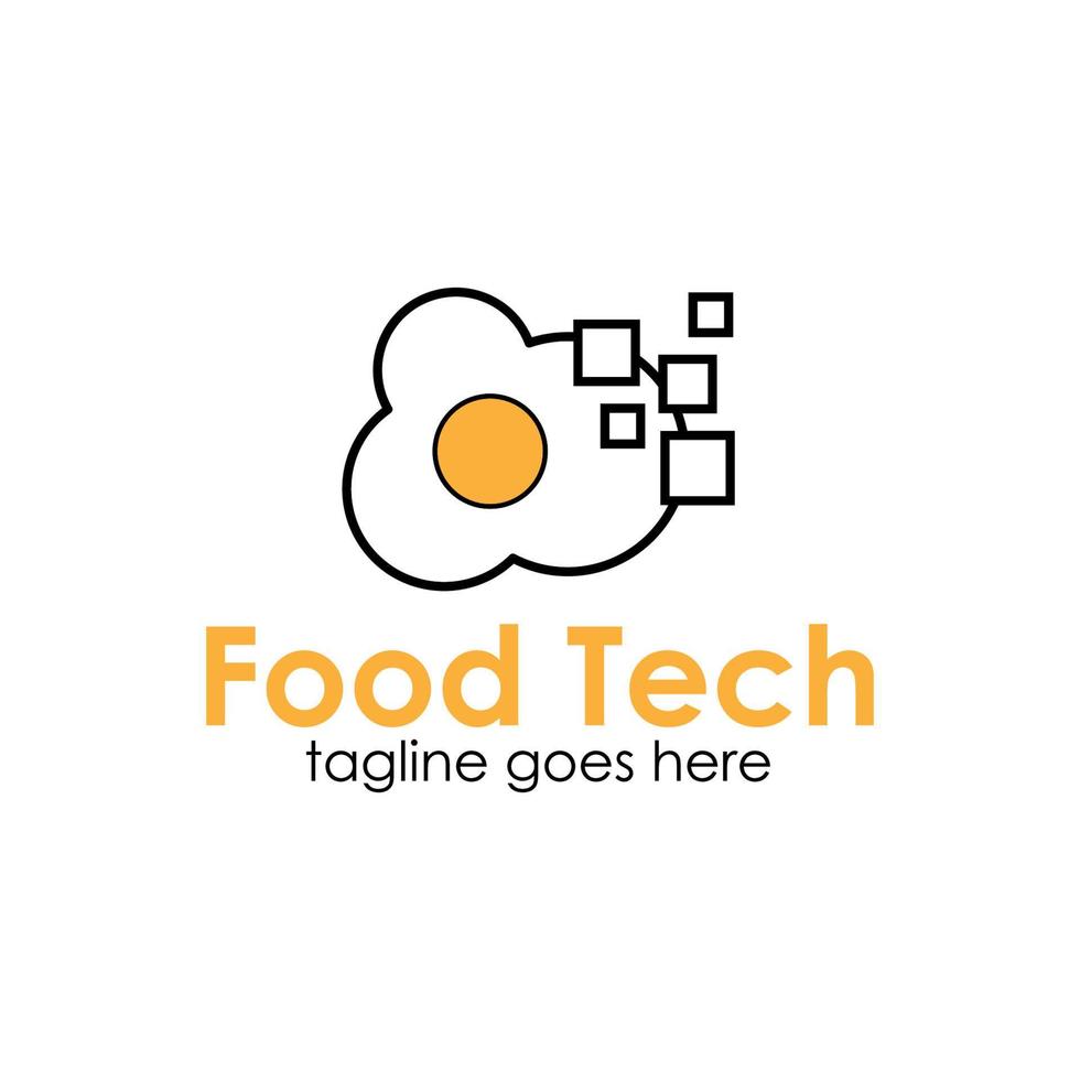 Essen Technik Logo Design Vorlage mit Ei Symbol und Pixel. perfekt zum Geschäft, Unternehmen, Handy, Mobiltelefon, Anwendung, Restaurant, usw vektor