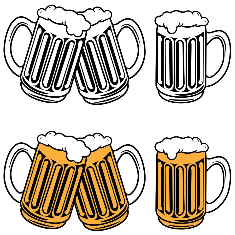 Bier Symbol Vektor Satz. Bar Illustration Zeichen Sammlung. Alkohol Symbol oder Logo.