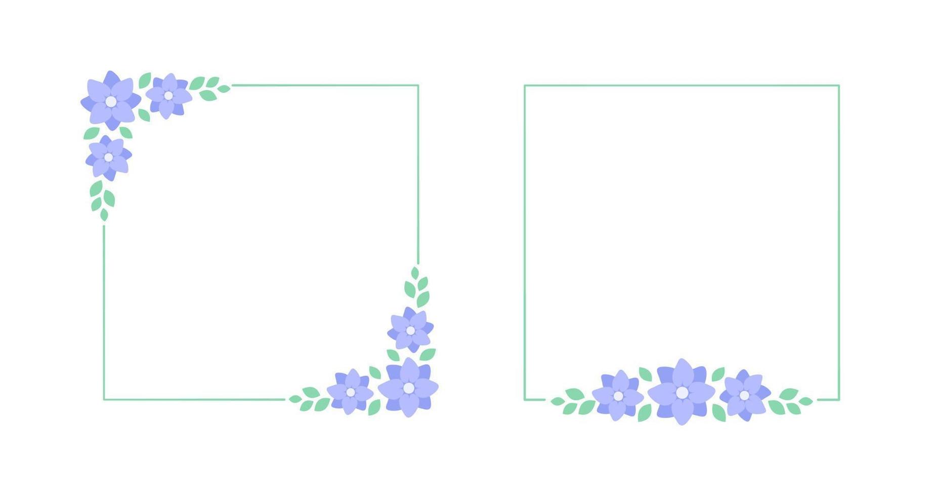 Platz Lavendel Blumen- rahmen. botanisch Blume Rand Vektor Illustration. einfach elegant romantisch Stil zum Hochzeit Veranstaltungen, Zeichen, Logo, Etiketten, Sozial Medien Beiträge, usw.