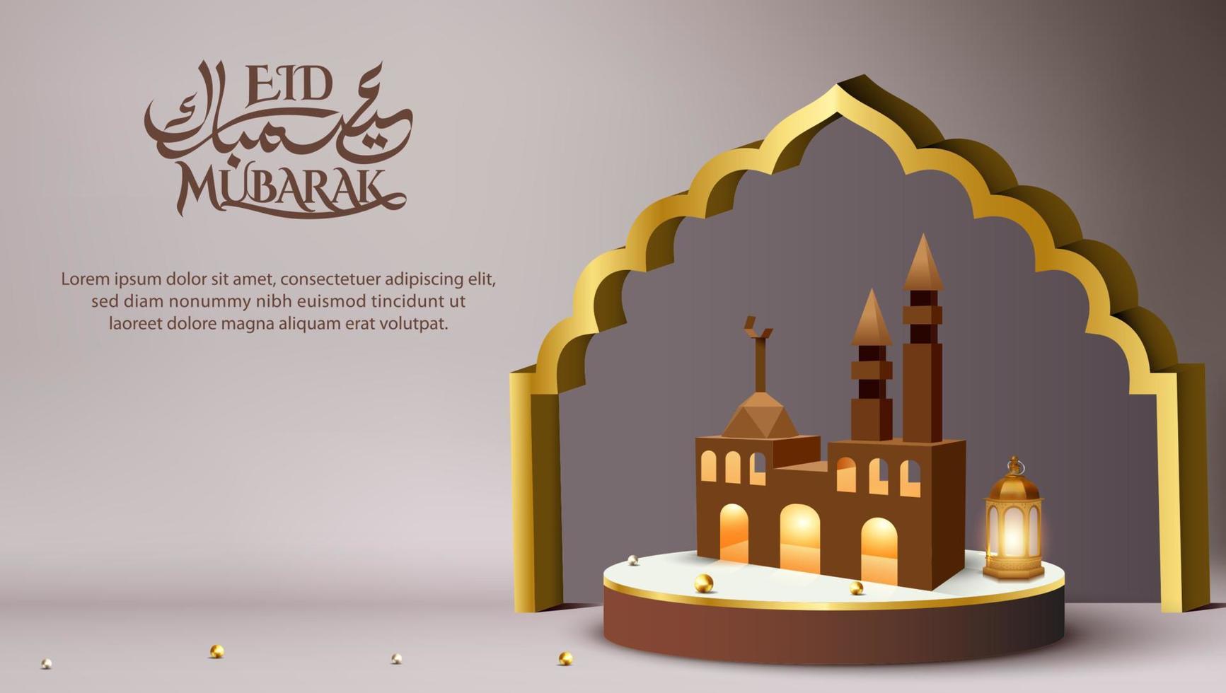 3d modern islamic Semester baner mall med kartong moské begrepp vektor