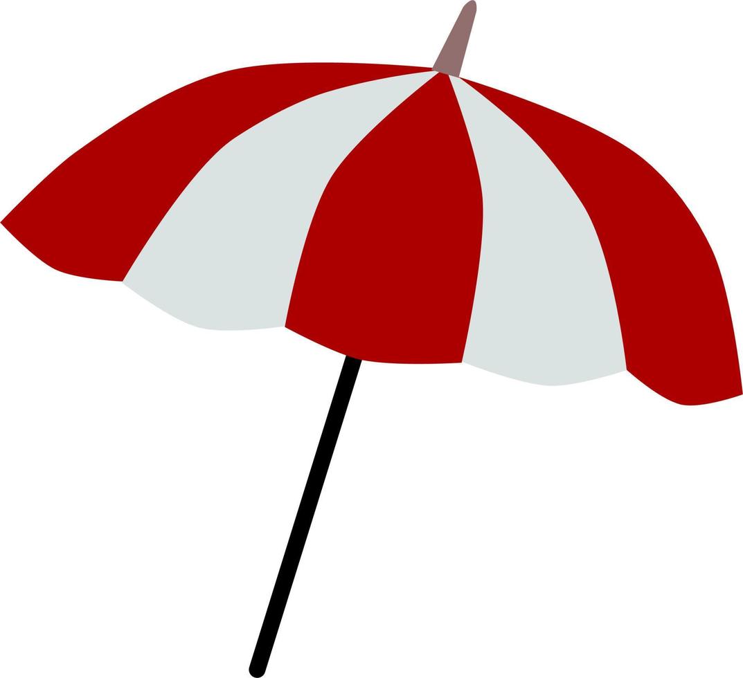 rot Weiß Strand Regenschirm isoliert auf Weiß Hintergrund. vektor