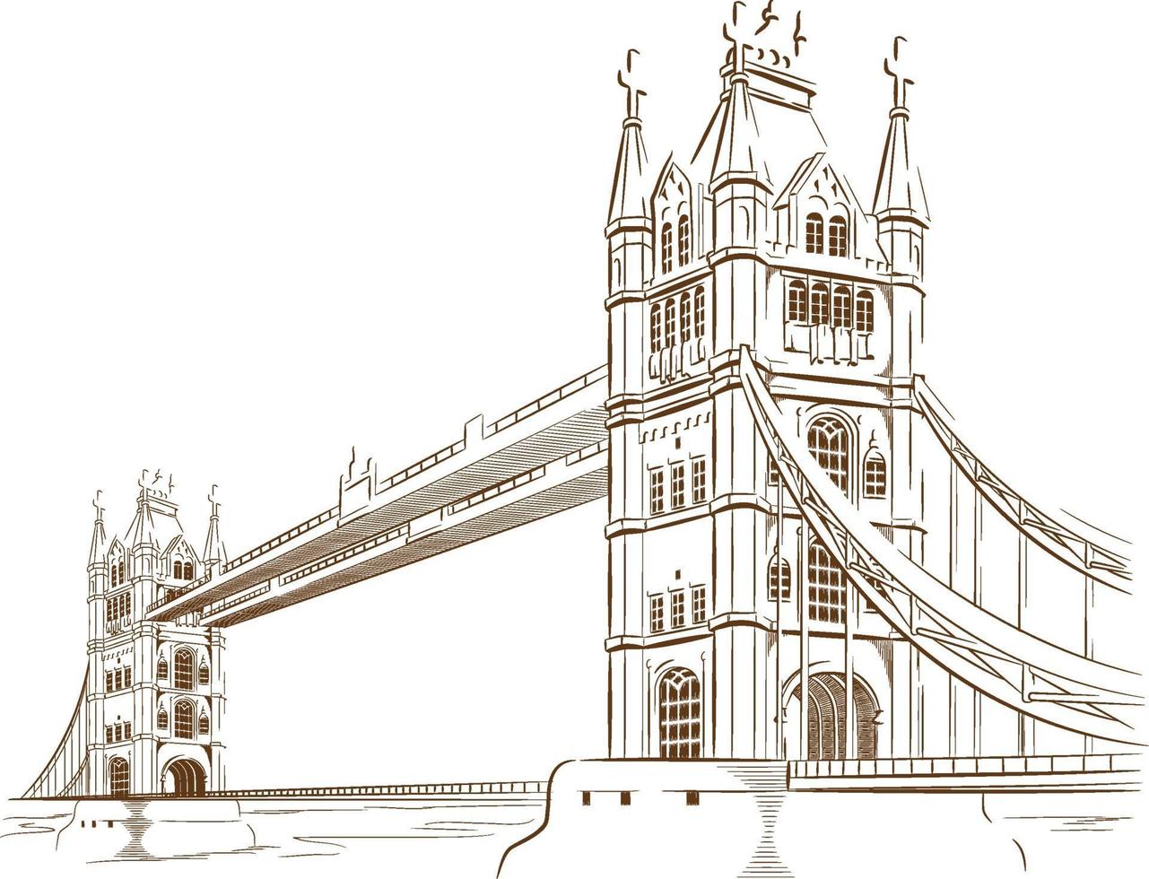 Skizze Doodle London Bridge Wahrzeichen Reiseziel Umriss vektor