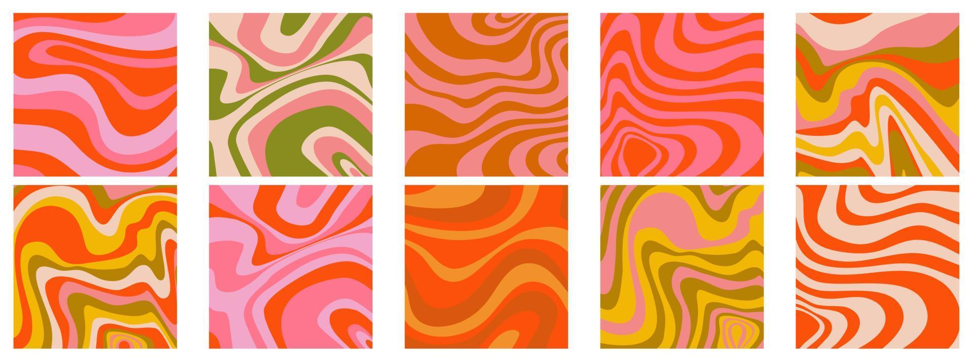 psychedelisch trippy y2k retro Hintergrund einstellen Strudel. einfach Vektor Illustration. groovig Welle drucken. Jahrgang Hintergrund. psychedelisch groovig Spiral-
