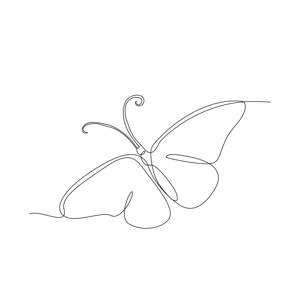 kontinuerlig linje konst eller ett linje fjäril teckning för vektor illustration, insekter i vår. flygande fjäril begrepp