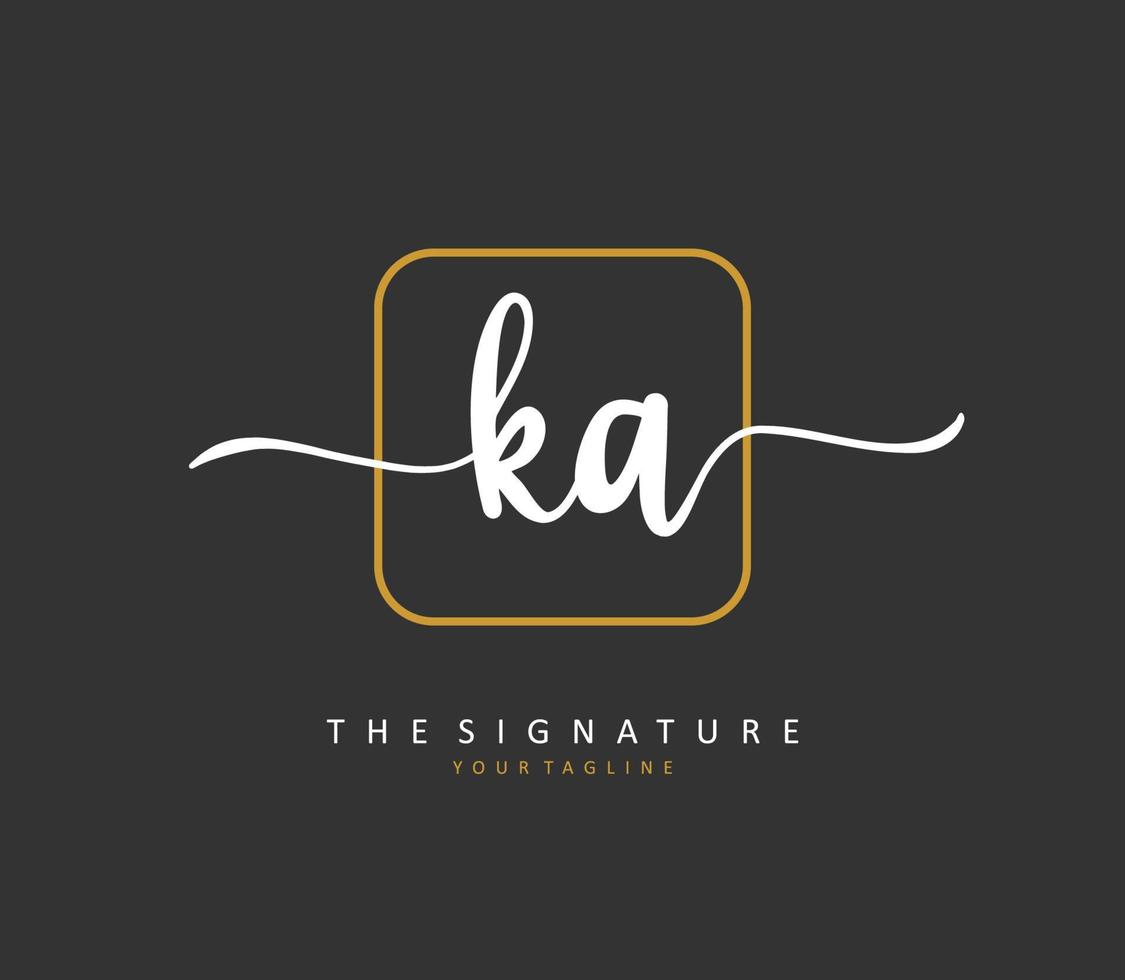 k ein ka Initiale Brief Handschrift und Unterschrift Logo. ein Konzept Handschrift Initiale Logo mit Vorlage Element. vektor