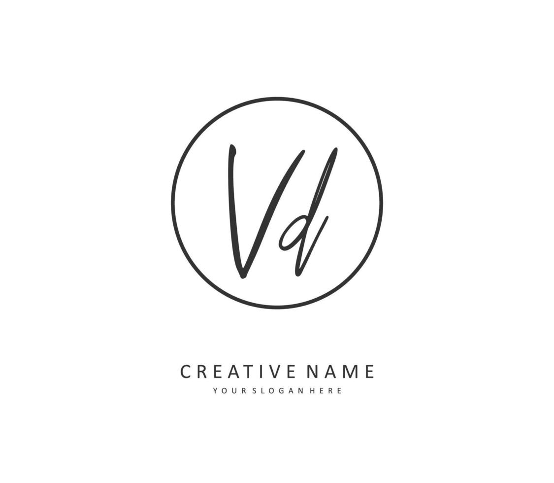 vd Initiale Brief Handschrift und Unterschrift Logo. ein Konzept Handschrift Initiale Logo mit Vorlage Element. vektor