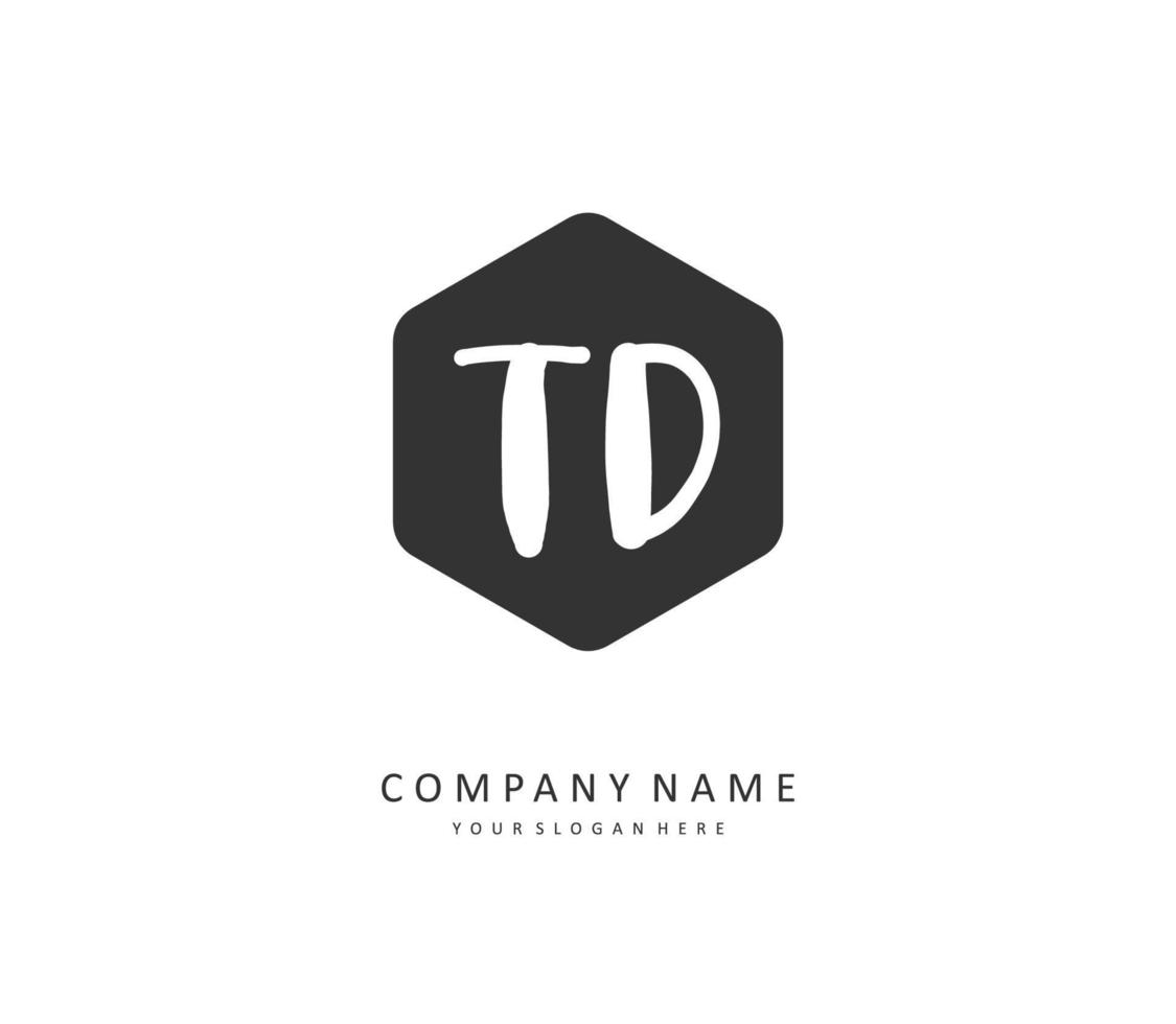 td Initiale Brief Handschrift und Unterschrift Logo. ein Konzept Handschrift Initiale Logo mit Vorlage Element. vektor