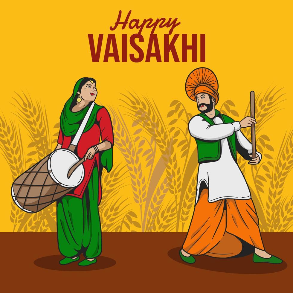 glücklich Vaisakhi Punjabi Frühling Ernte Festival von Sikh Feier vektor