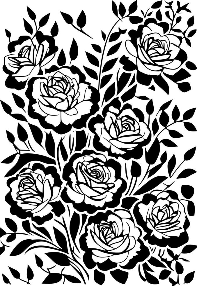 schwarz Rose Blume Muster vektor