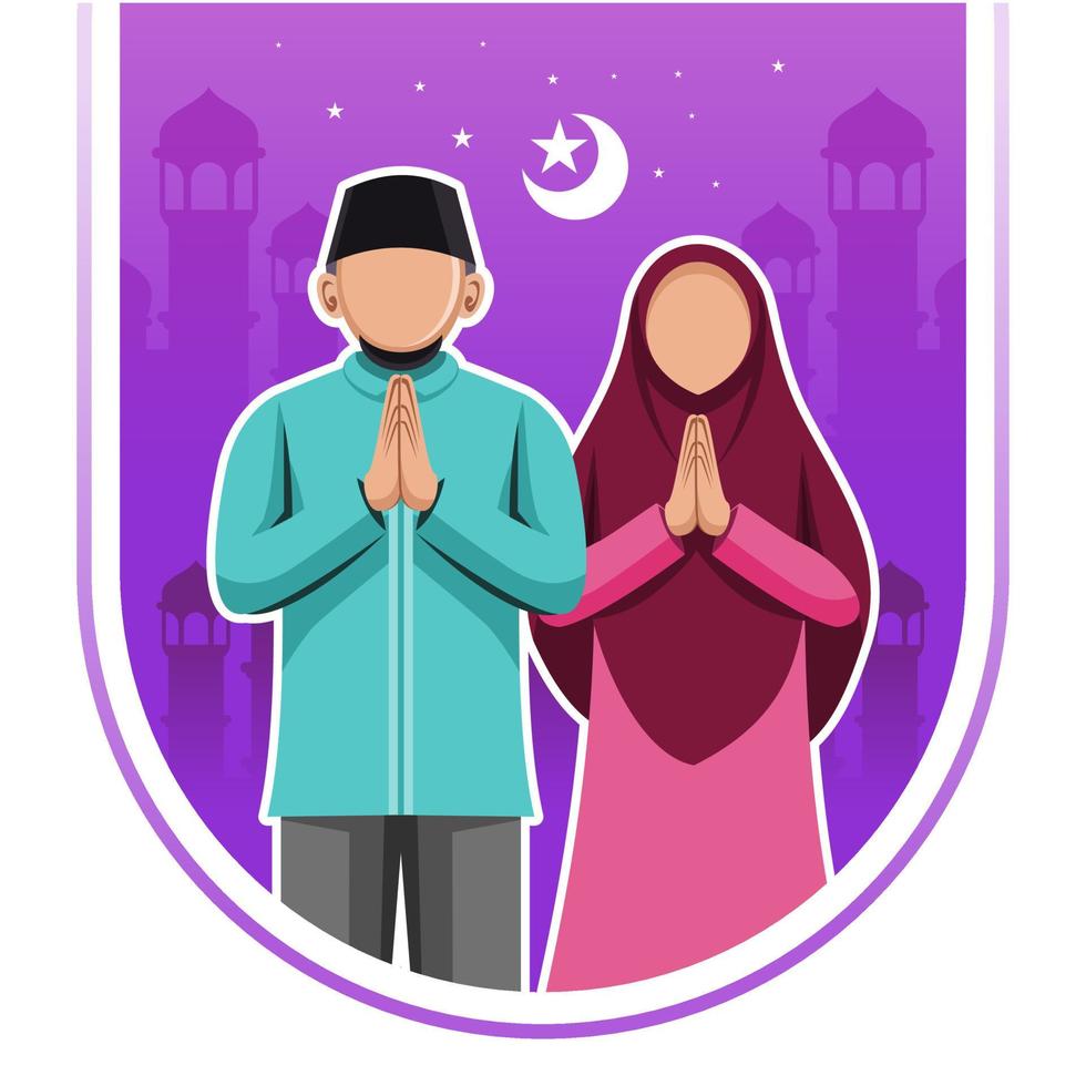 Paar feiern eid Mubarak Illustration vektor