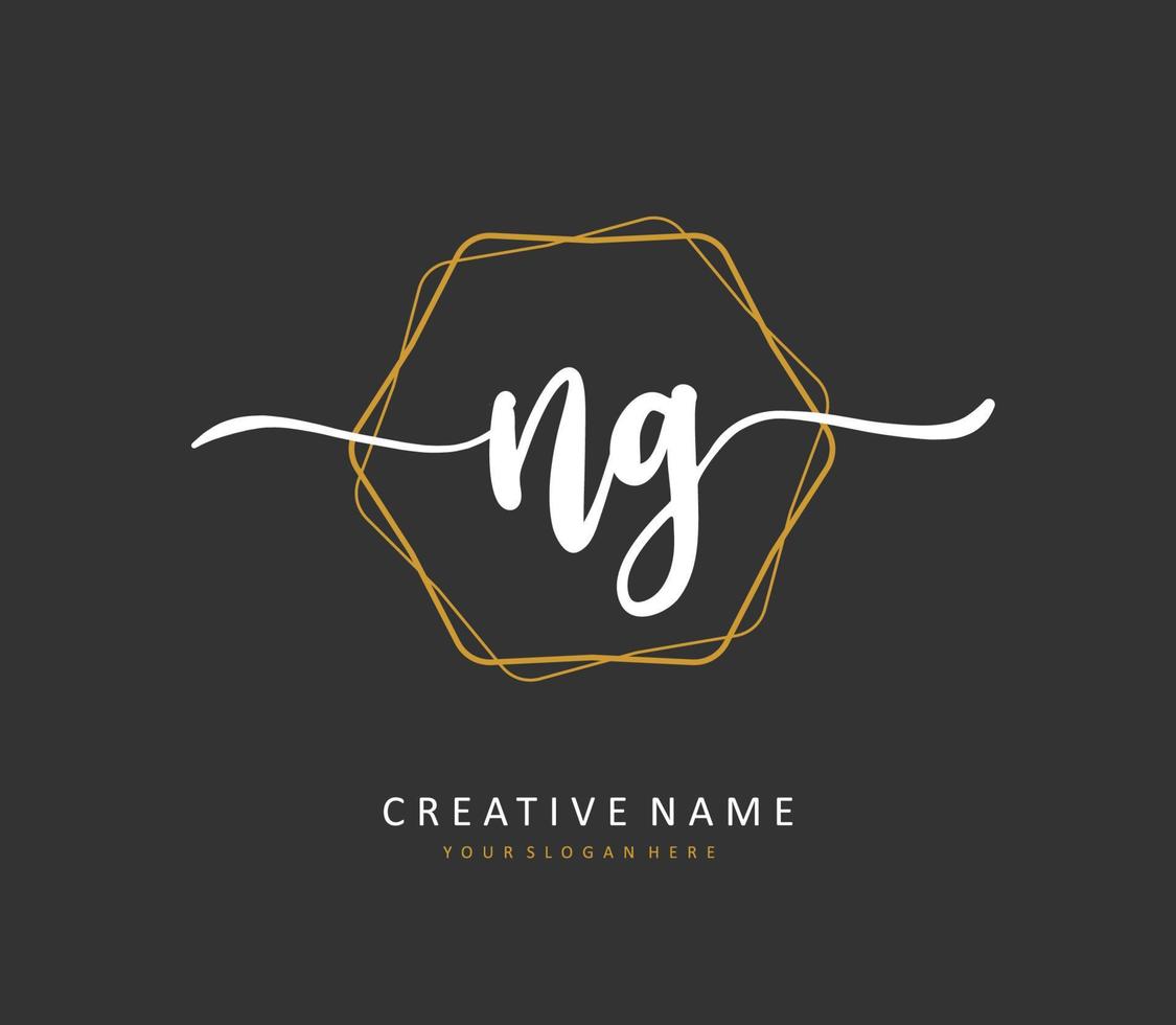 ng första brev handstil och signatur logotyp. en begrepp handstil första logotyp med mall element. vektor