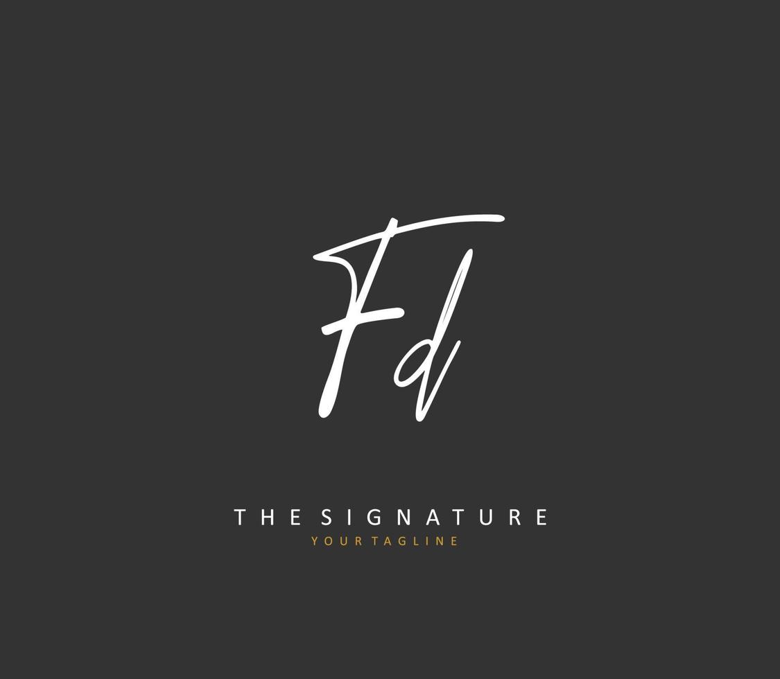 fd första brev handstil och signatur logotyp. en begrepp handstil första logotyp med mall element. vektor