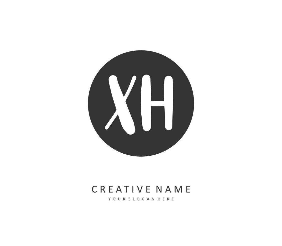 x h xh första brev handstil och signatur logotyp. en begrepp handstil första logotyp med mall element. vektor